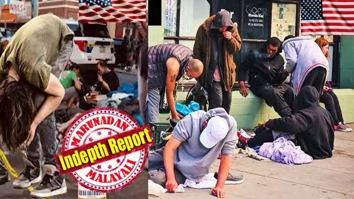 ഒരു തവണ ഡ്രഗ് വലിച്ചുകേറ്റിയാല് പിന്നെ മണിക്കുറുകളോളം തലതാഴ്ത്തി ഒറ്റ നില്പ്പ്! തല ഉയര്ന്നാല് അടുത്ത ഡോസ് എടുക്കണം; പ്രേത സിനിമകളില് കാണുന്നതുപോലെയുള്ള നൂറുകണക്കിന് മനുഷ്യര്; ആറുമാസത്തിനുള്ളില് 30കാരന് 70കാരനാവും; പല്ലും എല്ലും പൊടിഞ്ഞ് പുഴുത്ത് മരണം; അമേരിക്കയുടെ കറുത്ത മുഖമായ സോംബി സ്ട്രീറ്റുകളുടെ കഥ ഒരു തവണ ഡ്രഗ് വലിച്ചുകേറ്റിയാല് പിന്നെ മണിക്കുറുകളോളം തലതാഴ്ത്തി ഒറ്റ നില്പ്പ്! തല ഉയര്ന്നാല് അടുത്ത ഡോസ് എടുക്കണം; പ്രേത സിനിമകളില് കാണുന്നതുപോലെയുള്ള നൂറുകണക്കിന് മനുഷ്യര്; ആറുമാസത്തിനുള്ളില് 30കാരന് 70കാരനാവും; പല്ലും എല്ലും പൊടിഞ്ഞ് പുഴുത്ത് മരണം; അമേരിക്കയുടെ കറുത്ത മുഖമായ സോംബി സ്ട്രീറ്റുകളുടെ കഥ