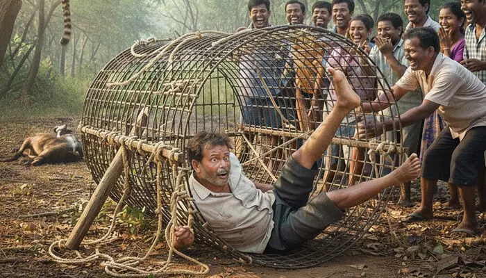 ജനവാസമേഖലയിൽ ഭീതി പരത്തിയ പുലിയെ പിടികൂടാൻ കെണിയൊരുക്കി; കൂടിനുള്ളിൽ ആടിനെ കെട്ടിയിട്ടു; രാത്രി കൂട്ടിനുള്ളിൽ ബഹളം; വിവരമറിഞ്ഞെത്തിയ വനംവകുപ്പ് ഉദ്യോഗസ്ഥർ കണ്ടത് ജനവാസമേഖലയിൽ ഭീതി പരത്തിയ പുലിയെ പിടികൂടാൻ കെണിയൊരുക്കി; കൂടിനുള്ളിൽ ആടിനെ കെട്ടിയിട്ടു; രാത്രി കൂട്ടിനുള്ളിൽ ബഹളം; വിവരമറിഞ്ഞെത്തിയ വനംവകുപ്പ് ഉദ്യോഗസ്ഥർ കണ്ടത്