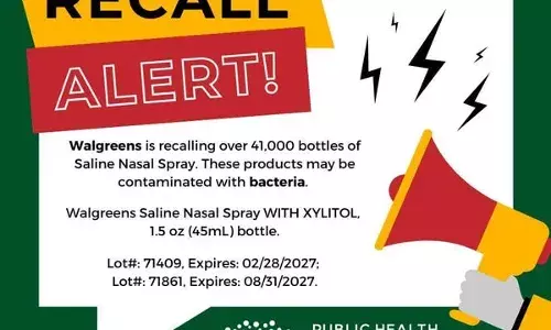 മൂക്കിലെ സ്‌പ്രേയുടെ 41,000 യൂണിറ്റുകള്‍ക്ക് അണുബാധ സാധ്യത; രാജ്യവ്യാപകമായി മരുന്ന് തിരിച്ചുവിളിച്ചു
