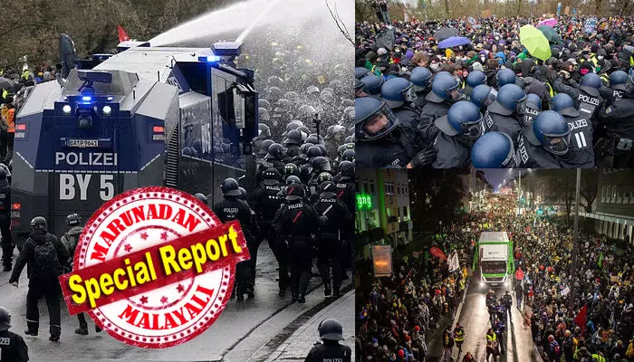 തീവ്രവലതുപക്ഷ പാർട്ടിയുടെ യുവജന വിഭാഗം രൂപീകരിക്കുന്നതിനുള്ള കൺവെൻഷനെതിരെ തെരുവിലിറങ്ങിയത് ആയിരക്കണക്കിനാളുകൾ; പ്രതിഷേധക്കാർ റോഡുകൾ ഉപരോധിച്ചതോടെ നേതാക്കളടക്കം കുടുങ്ങി; സമ്മേളനം ആരംഭിച്ചത് രണ്ട് മണിക്കൂറിലധികം വൈകി; യുദ്ധക്കളമായി ഗീസൻ നഗരം തീവ്രവലതുപക്ഷ പാർട്ടിയുടെ യുവജന വിഭാഗം രൂപീകരിക്കുന്നതിനുള്ള കൺവെൻഷനെതിരെ തെരുവിലിറങ്ങിയത് ആയിരക്കണക്കിനാളുകൾ; പ്രതിഷേധക്കാർ റോഡുകൾ ഉപരോധിച്ചതോടെ നേതാക്കളടക്കം കുടുങ്ങി; സമ്മേളനം ആരംഭിച്ചത് രണ്ട് മണിക്കൂറിലധികം വൈകി; യുദ്ധക്കളമായി ഗീസൻ നഗരം