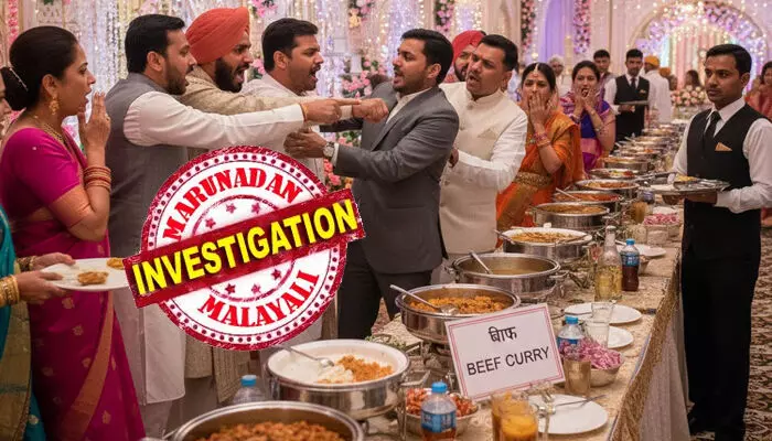 വിവാഹ സൽക്കാരത്തിനിടെ ഭക്ഷണ കൗണ്ടറിലെത്തിയ രണ്ട് പേർ കണ്ടത് ബീഫ് കറി എന്നെഴുതിയ സ്റ്റിക്കർ; പിന്നാലെയുണ്ടായ വാക്കുതർക്കം കലാശിച്ചത് സംഘർഷത്തിൽ; മതവികാരം വ്രണപ്പെടുത്തിയെന്ന് പരാതി; ഭക്ഷണത്തിന്റെ സാമ്പിളുകൾ ശേഖരിച്ചു; നടപടി ആവശ്യപ്പെട്ട് ബി.ജെ.പി