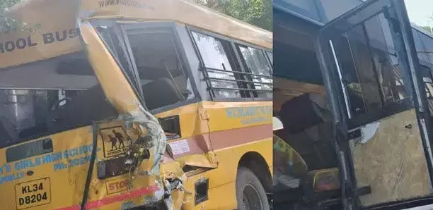 സ്‌കൂള്‍ ബസിന്റെ പുറകില്‍ അയ്യപ്പ ഭക്തര്‍ സഞ്ചരിച്ച മിനി ബസ് ഇടിച്ചുകയറി; പൊന്‍കുന്നത്ത് ശബരിമല തീര്‍ഥാടകരുടെ വാഹനം അപകടത്തില്‍