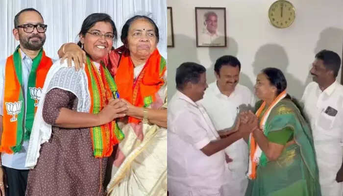 ബുധനാഴ്ച്ച ബിജെപി വിട്ട് കോണ്‍ഗ്രസില്‍;  വ്യാഴാഴ്ച്ച വീണ്ടും ബിജെപിയില്‍;  കോണ്‍ഗ്രസില്‍ ഒരു ദിവസം മാത്രം; തിരുവനന്തപുരത്തെ മുന്‍ കൗണ്‍സിലര്‍ വിജയലക്ഷ്മിയെ സ്വീകരിച്ച് സുരേന്ദ്രന്‍