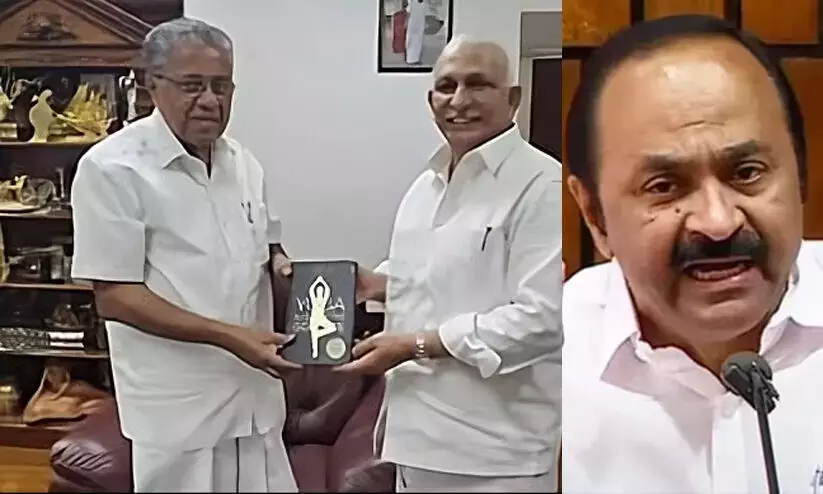 ആര്‍.എസ്.എസ് -സി.പി.എം ബന്ധത്തിന് നേരത്തെ ശ്രീ എം ഇടനിലക്കാരന്‍, ഇപ്പോള്‍ പുതിയയാള്‍; മന്ത്രിസഭയും ഇടതു മുന്നണിയും അറിയാതെ അമിത്ഷായും മോദിയും പറയുന്ന സ്ഥലത്ത് ഒപ്പിട്ടു കൊടുത്ത ആളാണ് പിണറായി വിജയന്‍; വിമര്‍ശനവുമായി വി ഡി സതീശന്‍