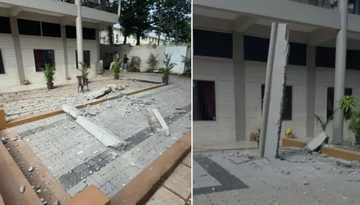 കോളേജിന്റെ സണ്‍ഷേഡ് ഇടിഞ്ഞുവീണ് വിദ്യാര്‍ത്ഥികള്‍ക്ക് പരിക്കേറ്റു