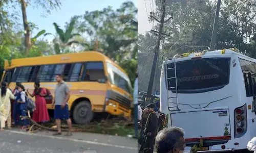 ശബരിമല തീര്‍ഥാടകര്‍ സഞ്ചരിച്ച ബസ് സ്‌കൂള്‍ ബസിന് പിന്നിലിടിച്ചു; വിദ്യാര്‍ത്ഥികള്‍ക്ക് പരിക്ക്