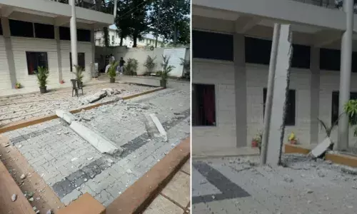 കോളേജിന്റെ സണ്‍ഷേഡ് ഇടിഞ്ഞുവീണ് വിദ്യാര്‍ത്ഥികള്‍ക്ക് പരിക്കേറ്റു