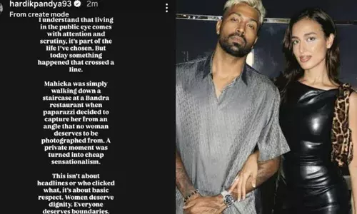 ഒരു റസ്റ്റോറന്റില്‍ നിന്ന് ഇറങ്ങിവരുന്ന മഹൈക ശര്‍മയുടെ സ്വകാര്യ ദൃശ്യങ്ങള്‍ പകര്‍ത്തി പാപ്പരാസികള്‍;  ഒരു സ്ത്രീയും കാണാന്‍ ആഗ്രഹിക്കാത്ത ദൃശ്യങ്ങള്‍;  അതിരുവിട്ട നടപടിയെന്ന് ഹാര്‍ദ്ദിക് പാണ്ഡ്യ