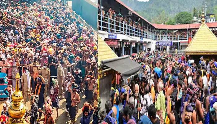 സന്നിധാനത്ത് അയ്യനെ ഒരു നോക്ക് കാണാനെത്തുന്നവരുടെ എണ്ണം കുതിച്ചുയരുന്നു; മണിക്കൂറുകള്‍ ക്യൂ നിന്ന് ഭക്തർ; രണ്ട് ദിവസം കൊണ്ട് ദർശനം നടത്തിയത് ഒരു ലക്ഷത്തിനടുത്തെന്ന് കണക്കുകൾ