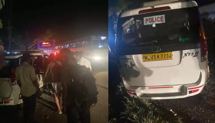 തെരഞ്ഞെടുപ്പ് ഡ്യൂട്ടിയിലായിരുന്ന പൊലീസ് വാഹനം പിക്കപ്പ് വാനുമായി കൂട്ടിയിടിച്ചു; അപകടത്തിൽ 5 പേർക്ക് പരിക്ക്; ഒരാളുടെ നില ഗുരുതരം