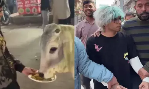 പശുവിന് ചിക്കൻ മോമോസ് നൽകി; വ്ലോഗറെ മർദ്ദിച്ച് റോഡിലൂടെ വലിച്ചിഴച്ച് ബജ്‌റംഗ്ദൾ പ്രവർത്തകർ; മതവികാരം വ്രണപ്പെടുത്തിയെന്ന പരാതിയിൽ 25കാരൻ അറസ്റ്റിൽ