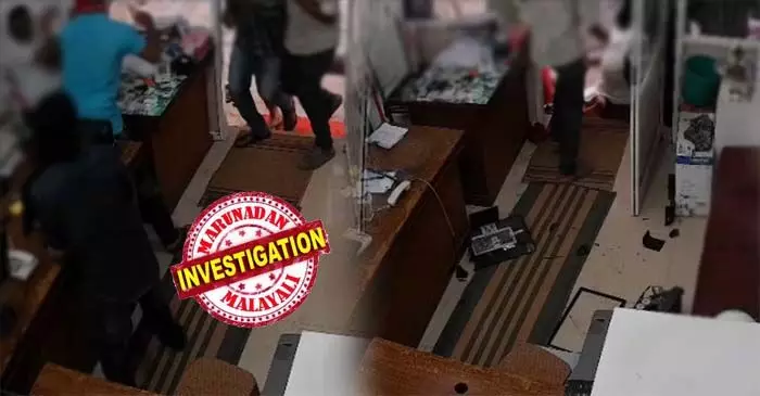 സ്ഥാപനത്തില് അതിക്രമിച്ചു കയറി കസേരയില് നിന്ന് വലിച്ചിറക്കി, നിലത്തിട്ടു; മുഖത്ത് നിരന്തരം ഇടിച്ചു മര്ദ്ദനം; മമ്പറത്ത് യുഡിഎഫ് പോളിങ് ഏജന്റിനെ ആക്രമിച്ചത് മുഖം മൂടി സംഘം; വനിതാ സ്ഥാനാര്ഥിക്കും മര്ദനം; കംപ്യൂട്ടറും മറ്റു സാധനങ്ങളും എറിഞ്ഞ് തകര്ത്തു; പിന്നില് സിപിഎം പ്രവര്ത്തകരെന്ന് കോണ്ഗ്രസ് നേതാക്കള് സ്ഥാപനത്തില് അതിക്രമിച്ചു കയറി കസേരയില് നിന്ന് വലിച്ചിറക്കി, നിലത്തിട്ടു; മുഖത്ത് നിരന്തരം ഇടിച്ചു മര്ദ്ദനം; മമ്പറത്ത് യുഡിഎഫ് പോളിങ് ഏജന്റിനെ ആക്രമിച്ചത് മുഖം മൂടി സംഘം; വനിതാ സ്ഥാനാര്ഥിക്കും മര്ദനം; കംപ്യൂട്ടറും മറ്റു സാധനങ്ങളും എറിഞ്ഞ് തകര്ത്തു; പിന്നില് സിപിഎം പ്രവര്ത്തകരെന്ന് കോണ്ഗ്രസ് നേതാക്കള്