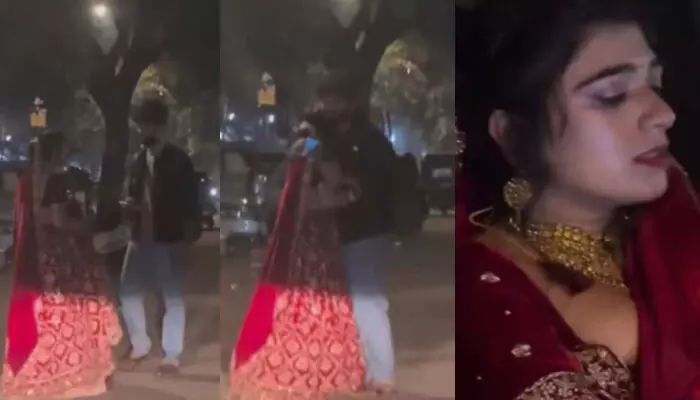 നിരാശ കാമുകനെ പോലെ ഒറ്റപ്പെട്ട് നിൽക്കുന്ന യുവാവ്; റെഡ് ലെഹങ്കയിൽ സിനിമ സ്റ്റൈൽ എൻട്രി കൊടുത്ത് നവവധു; വിവാഹത്തിന് മുമ്പുള്ള രഹസ്യ കൂടിക്കാഴ്ച വൈറൽ; പ്രതികരിച്ച് നെറ്റിസെന്സ് നിരാശ കാമുകനെ പോലെ ഒറ്റപ്പെട്ട് നിൽക്കുന്ന യുവാവ്; റെഡ് ലെഹങ്കയിൽ സിനിമ സ്റ്റൈൽ എൻട്രി കൊടുത്ത് നവവധു; വിവാഹത്തിന് മുമ്പുള്ള രഹസ്യ കൂടിക്കാഴ്ച വൈറൽ; പ്രതികരിച്ച് നെറ്റിസെന്സ്