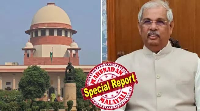 ഇത് ശരിയല്ല, വിസിയെ നിയമിക്കാന് അധികാരം ചാന്സലര്ക്കാണ്; യുജിസി ചട്ടവും കണ്ണൂര് വിസി കേസിലെ കോടതി വിധിയും ഇക്കാര്യം വ്യക്തമാക്കുന്നു; ഓരോരുത്തരുടെയും ചുമതലകളെ കോടതി ബഹുമാനിക്കണം; സുപ്രീംകോടതിക്കെതിരെ തുറന്നടിച്ച് കേരള ഗവര്ണര്; യതോ ധര്മ്മ സ്തതോ ജയഃ ഇതാവണം കോടതിയെന്നും അര്ലേക്കര് ഇത് ശരിയല്ല, വിസിയെ നിയമിക്കാന് അധികാരം ചാന്സലര്ക്കാണ്; യുജിസി ചട്ടവും കണ്ണൂര് വിസി കേസിലെ കോടതി വിധിയും ഇക്കാര്യം വ്യക്തമാക്കുന്നു; ഓരോരുത്തരുടെയും ചുമതലകളെ കോടതി ബഹുമാനിക്കണം; സുപ്രീംകോടതിക്കെതിരെ തുറന്നടിച്ച് കേരള ഗവര്ണര്; യതോ ധര്മ്മ സ്തതോ ജയഃ ഇതാവണം കോടതിയെന്നും അര്ലേക്കര്