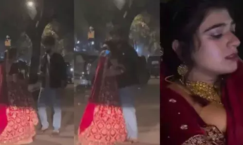 നിരാശ കാമുകനെ പോലെ ഒറ്റപ്പെട്ട് നിൽക്കുന്ന യുവാവ്; റെഡ് ലെഹങ്കയിൽ സിനിമ സ്റ്റൈൽ എൻട്രി കൊടുത്ത് നവവധു; വിവാഹത്തിന് മുമ്പുള്ള രഹസ്യ കൂടിക്കാഴ്ച വൈറൽ; പ്രതികരിച്ച് നെറ്റിസെന്‍സ്