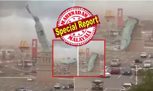 അതിശക്തമായ കൊടുങ്കാറ്റിൽ സ്റ്റാച്യു ഓഫ് ലിബർട്ടി തകർന്നു വീണു?; 114 അടി ഉയരത്തിൽ നിന്ന് നിമിഷനേരം കൊണ്ട് നിലം പതിക്കുന്ന കാഴ്ച; ഒരു പോറൽ പോലുമില്ലാതെ ആളുകൾ രക്ഷപ്പെട്ടത് ഭാഗ്യം കൊണ്ട്; ഒടുവിൽ സത്യാവസ്ഥ അറിഞ്ഞപ്പോൾ ആശ്വാസം