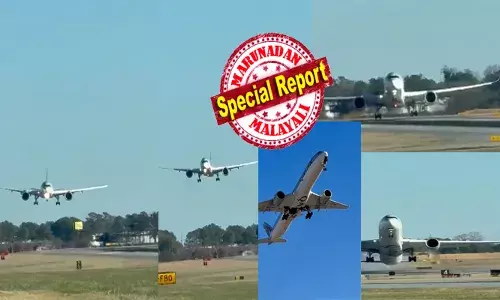 നല്ല തെളിഞ്ഞ ആകാശത്ത് റൺവേ ലക്ഷ്യമാക്കിയെത്തിയ വിമാനം; ശക്തമായ കാറ്റിൽ ആടിയുലഞ്ഞ് താഴോട്ട്; ഒരു വശം മുഴുവൻ ചരിഞ്ഞ് ലാൻഡ് ചെയ്യാൻ ശ്രമിച്ചതും പൈലറ്റിന് നെഞ്ചിടിപ്പ്; അതെ വേഗതയിൽ വീണ്ടും കുതിച്ചുയർന്ന് ഖത്തർ എയർവെയ്‌സ്; പേടിപ്പെടുത്തുന്ന ദൃശ്യങ്ങൾ പുറത്ത്