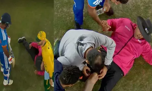 ഒമ്പതാം ഓവറിലെ ആ നാലാമത്തെ പന്ത് തന്റെ നേർക്ക് പാഞ്ഞെടുക്കുന്നത് കണ്ട സഞ്ജു; ഒന്ന് ഗ്രീസിൽ നിന്നിറങ്ങി കൈകരുത്തിൽ ഒരൊറ്റ ഷോട്ട്; ഗ്രൗണ്ടിൽ അടി കൊണ്ട് വീണ് സാക്ഷാൽ അംപയര്‍