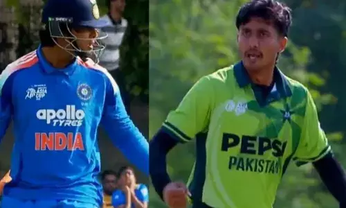 പാക്ക് ബൗളറുടെ അതിരുകടന്ന വിക്കറ്റ് ആഘോഷം; വിരല്‍ ചൂണ്ടി ഷൂസ് കാണിച്ചുകൊടുത്ത് വൈഭവ് സൂര്യവംശി; തക്കതായ മറുപടിയെന്ന് ആരാധകർ; വൈറലായി വീഡിയോ