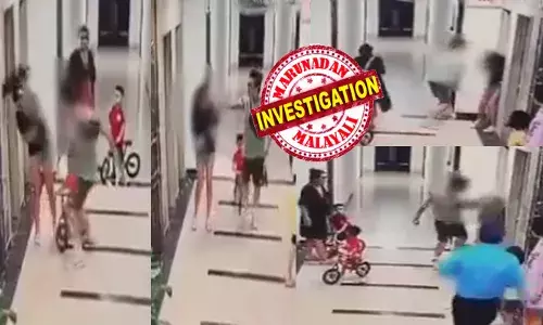 കറുത്ത ടിഷർട്ട് ധരിച്ച യുവതിയെ പിടിച്ചുനിർത്തുന്ന ഒരാൾ; അവരുടെ നടുവിലായി സൈക്കിളിൽ വരുന്ന കുഞ്ഞും; കുറച്ച് നേരം സംസാരിച്ച് നിന്നതും അതിരുവിട്ട പ്രവർത്തി; മുഷ്ടി ചുരുട്ടി മുഖത്ത് ഇടി; കലി തീരാതെ മുടിയോടെ പിടിച്ചുവലിച്ച് കാൽ മടക്കി തൊഴി; സെക്യൂരിറ്റി ഇടപെട്ടിട്ടും വിട്ടില്ല; ഒടുവിൽ സത്യാവസ്ഥ അറിഞ്ഞപ്പോൾ സംഭവിച്ചത്