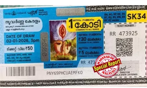 ഇതോ സുവര്‍ണകേരളം! ശിവലിംഗത്തിലേക്ക് ആര്‍ത്തവരക്തം വീഴുന്ന ലോട്ടറി ടിക്കറ്റിലെ ചിത്രം; ജനുവരി രണ്ടിന് നറക്കെടുക്കുന്ന സുവര്‍ണകേരളം ലോട്ടറിയിലെ ചിത്രത്തിനെതിരെ വ്യാപക പ്രതിഷേധം;  ആ ശിവലിംഗത്തിന് ചുറ്റും ഒരു കറുത്ത തുണി കൊണ്ടുള്ള മറകെട്ടി ഇതേ ചിത്രം കൊടുക്കാമോ എന്ന് ശശികല ടീച്ചര്‍