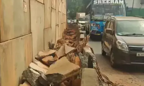 കോണ്‍ക്രീറ്റ് സ്ലാബ് മുകളിലേക്ക് ഉയര്‍ത്തുന്നതിനിടെ കയര്‍ പൊട്ടിവീണു; കൊയിലാണ്ടിയില്‍ ദേശീയപാത നിര്‍മാണത്തിനിടെ അപകടം