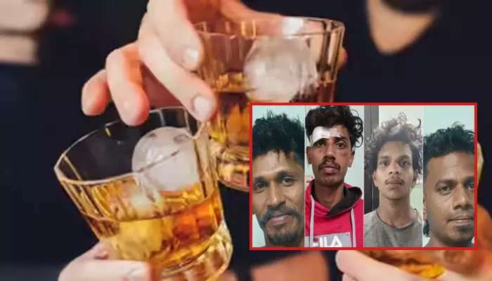 പാർക്കിങ്ങ് ഏരിയയില്വെച്ച് ഒരുമിച്ചിരുന്ന് മദ്യപാനം; ഗ്ലാസിൽ ഒഴിച്ച അളവ് ഇത്തിരി കുറഞ്ഞതിന്റെ പേരിൽ തർക്കം; ടാക്സി ഡ്രൈവറെ വെട്ടിപ്പരിക്കേല്പ്പിച്ച കേസിൽ പ്രതികൾ പിടിയിൽ പാർക്കിങ്ങ് ഏരിയയില്വെച്ച് ഒരുമിച്ചിരുന്ന് മദ്യപാനം; ഗ്ലാസിൽ ഒഴിച്ച അളവ് ഇത്തിരി കുറഞ്ഞതിന്റെ പേരിൽ തർക്കം; ടാക്സി ഡ്രൈവറെ വെട്ടിപ്പരിക്കേല്പ്പിച്ച കേസിൽ പ്രതികൾ പിടിയിൽ