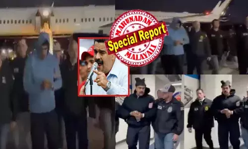 അലറിവിളിച്ച് പ്രസംഗിക്കുമ്പോൾ ഉള്ള അമിത ആവേശം ഇപ്പൊ..ആ മുഖത്തില്ല; ഒരു സാമ്രാജ്യം തന്നെ നഷ്ടപ്പെട്ട ഒരാളെ പോലെ സൈന്യത്തിനൊപ്പം നടന്ന് നീങ്ങുന്ന വെനസ്വേലൻ പ്രസിഡന്റ്; ഹുഡി ധരിച്ച് മനസ്സ് മുഴുവൻ നിരാശയുമായി നിക്കോളാസ്; അതീവ സുരക്ഷയുള്ള യുഎസ് മിലിറ്ററി ബേസിലെ ദൃശ്യങ്ങൾ ചർച്ചകളിൽ; ട്രംപിന്റെ അടുത്ത നീക്കമെന്ത്?