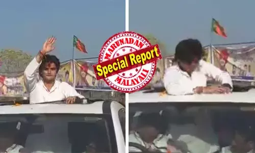 ഭായ്..ഭായ് എന്ന് വിളിച്ച് വരവേൽക്കുന്നവർ; എല്ലാവരെയും അഭിവാദ്യം ചെയ്ത് പോകുന്നതിനിടെ പെട്ടെന്ന് ബ്രേക്ക് ചവിട്ടിയ വെള്ള കാർ; സൺറൂഫിൽ നിന്ന ജ്യോതിരാദിത്യ സിന്ധ്യയുടെ മകന് സംഭവിച്ചത്