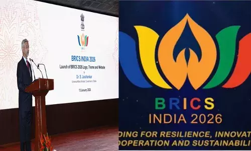 താമരയും നമസ്തേയും ആഗോള സൗഹൃദത്തിന്റെ അടയാളം; ബ്രിക്സ്-2026 ലോഗോയില്‍ ഇന്ത്യന്‍ പെരുമ; 2016 ലെ ലോഗോയ്ക്ക് സമാനം;   മാനവികതയ്ക്ക് പ്രഥമ പരിഗണന; ബ്രിക്‌സ് ഉച്ചകോടിയുടെ ലോഗോയും വെബ്സൈറ്റും എസ് ജയശങ്കര്‍ പുറത്തിറക്കി