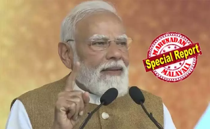 ഇത് മോദിയുടെ ഗാരണ്ടി; സ്വര്ണ്ണക്കള്ളന്മാരെ ജയിലിലടയ്ക്കും; ശബരിമലയിലെ ഭഗവാന് അയ്യപ്പനിലുള്ള ജനകോടികളുടെ വിശ്വാസത്തെയാണ് എല്ഡിഎഫ് സര്ക്കാര് കൊള്ളയടിച്ചത്; കോണ്ഗ്രസുകാര് മുസ്ലിം ലീഗിനേക്കാള് വലിയ വര്ഗീയവാദി; കേരള സര്ക്കാര് വികസനത്തിന്റെ ശത്രു; കേരളത്തില് യുഡിഎഫും എല്ഡിഎഫും തമ്മില് അഡ്ജസ്റ്റ്മെന്റ് രാഷ്ട്രീയം; ശബരിമല ഉയര്ത്തി വിമര്ശനം കടുപ്പിച്ചു മോദി ഇത് മോദിയുടെ ഗാരണ്ടി; സ്വര്ണ്ണക്കള്ളന്മാരെ ജയിലിലടയ്ക്കും; ശബരിമലയിലെ ഭഗവാന് അയ്യപ്പനിലുള്ള ജനകോടികളുടെ വിശ്വാസത്തെയാണ് എല്ഡിഎഫ് സര്ക്കാര് കൊള്ളയടിച്ചത്; കോണ്ഗ്രസുകാര് മുസ്ലിം ലീഗിനേക്കാള് വലിയ വര്ഗീയവാദി; കേരള സര്ക്കാര് വികസനത്തിന്റെ ശത്രു; കേരളത്തില് യുഡിഎഫും എല്ഡിഎഫും തമ്മില് അഡ്ജസ്റ്റ്മെന്റ് രാഷ്ട്രീയം; ശബരിമല ഉയര്ത്തി വിമര്ശനം കടുപ്പിച്ചു മോദി