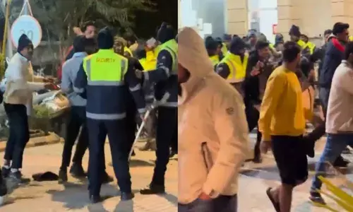 രാത്രി വൈകിയെത്തിയ ഓർഡർ; ഭക്ഷണവുമായെത്തിയ ഡെലിവറി ഏജന്റ് ബെല്ലടിച്ചത് മറ്റൊരു ഫ്ലാറ്റിൽ; തർക്കത്തിന് പിന്നാലെ കൂട്ടയടി; വൈറലായി വീഡിയോ