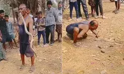 വായ കൊണ്ട് പാമ്പിനെ കടിച്ചുയർത്തി സാഹസികത; തടയാൻ വന്നവരെ തള്ളിമാറ്റി അഭ്യാസപ്രകടനം; എല്ലാം കണ്ട് അന്തംവിട്ട് നാട്ടുകാർ; ഈ കളി വേണ്ടെന്ന് സോഷ്യൽ മീഡിയ; വൈറലായി വീഡിയോ