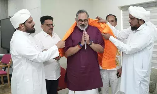 പ്രധാനമന്ത്രി നരേന്ദ്ര മോദിക്ക് പിന്തുണ, അഭിനന്ദനം; സാവിയത്തു സൂഫിയ പ്രതിനിധികള്‍ ബി.ജെ.പി ആസ്ഥാനത്ത്; രാജീവ് ചന്ദ്രശേഖറുമായി കൂടിക്കാഴ്ച നടത്തി