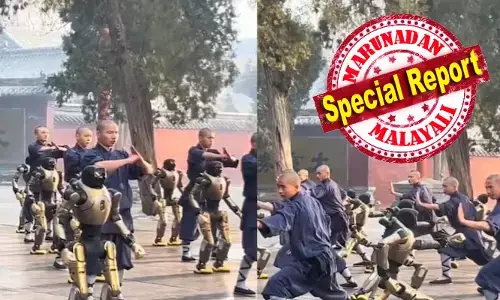 ഷാവോലിൻ മഠത്തിൽ പുതിയ ശിഷ്യന്മാർ; സന്യാസികൾക്കൊപ്പം കട്ടയ്ക്ക് നിന്ന് കുങ്ഫു പയറ്റി റോബോട്ടുകൾ; കാണുന്നവരുടെ കണ്ണുതള്ളുന്ന വേഗതയും കൃത്യതയും; വൈറലായി ഹ്യൂമനോയിഡ് റോബോട്ടുകളുടെ അഭ്യാസപ്രകടനം