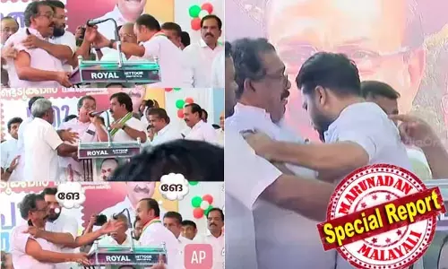 മൈക്ക് ചാടിപ്പിടിച്ച് പ്രമോദ് കക്കട്ടില്‍... വട്ടം പിടിച്ചു പിടിച്ചുമാറ്റി ഷാഫി പറമ്പില്‍; വി ഡി സതീശന്റെ പുതുയുഗ യാത്രയ്ക്കിടെ കുറ്റ്യാടിയില്‍ സ്റ്റേജില്‍ നേതാക്കളുടെ ഗുസ്തിപിടുത്തം; തിരക്കിനിടെ താഴെ വീണ മുല്ലപ്പള്ളി രാമചന്ദ്രന്‍; മല്‍പ്പിടുത്തം ഷാഫി പ്രസംഗിക്കണം എന്ന ആവശ്യത്തില്‍; കോണ്‍ഗ്രസിലെ മൈക്ക് തര്‍ക്കത്തിലെ വീഡിയോ സോഷ്യല്‍ മീഡിയയില്‍ ട്രോളായി!