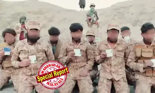 ഞങ്ങളെ എന്തിന് കൊലയ്ക്ക് കൊടുത്തു? തിരിച്ചറിയല് കാര്ഡ് ഉയര്ത്തിപ്പിടിച്ച് മോചനത്തിനായി പാക് പട്ടാളക്കാരുടെ യാചന! ബലൂച് കസ്റ്റഡിയിലുള്ള സ്വന്തം സൈനികരെ തള്ളിപ്പറഞ്ഞ് പാക്കിസ്ഥാന് സൈന്യം; കൊലക്കയറിന് മുന്നില് വിറച്ച് ആ എട്ട് സൈനികര്; ബിഎല്എയുടെ അന്ത്യശാസനം തീരുന്നു! ഓപ്പറേഷന് ഹെറോഫില് പാക്ക് ഭരണകൂടം വിറയ്ക്കുന്നു; വെല്ലുവിളിയായി പുതിയ വീഡിയോ ഞങ്ങളെ എന്തിന് കൊലയ്ക്ക് കൊടുത്തു? തിരിച്ചറിയല് കാര്ഡ് ഉയര്ത്തിപ്പിടിച്ച് മോചനത്തിനായി പാക് പട്ടാളക്കാരുടെ യാചന! ബലൂച് കസ്റ്റഡിയിലുള്ള സ്വന്തം സൈനികരെ തള്ളിപ്പറഞ്ഞ് പാക്കിസ്ഥാന് സൈന്യം; കൊലക്കയറിന് മുന്നില് വിറച്ച് ആ എട്ട് സൈനികര്; ബിഎല്എയുടെ അന്ത്യശാസനം തീരുന്നു! ഓപ്പറേഷന് ഹെറോഫില് പാക്ക് ഭരണകൂടം വിറയ്ക്കുന്നു; വെല്ലുവിളിയായി പുതിയ വീഡിയോ