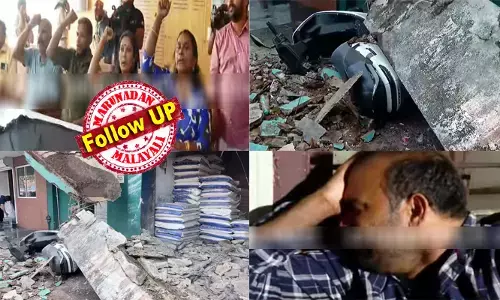 അവര്‍ ഓടിയത് മരണത്തിലേക്കായിരുന്നു! കോണ്‍ക്രീറ്റ് സ്ലാബ് വീണത് നേരെ ഓടിയവരുടെ തലയിലേക്ക്; വലിയങ്ങാടിയില്‍ സ്ലാബ് വീണ് ഇല്ലാതായത് മൂന്ന് പാവം തൊഴിലാളികളുടെ ജീവന്‍; കോര്‍പ്പറേഷനില്‍ യുദ്ധക്കളം! ദുരന്തത്തില്‍ മേയറുടെ ചേംബറിലേക്ക് ഇരച്ചുകയറി ബിജെപി; പൊലീസും പ്രവര്‍ത്തകരും തമ്മില്‍ തെരുവ് യുദ്ധം
