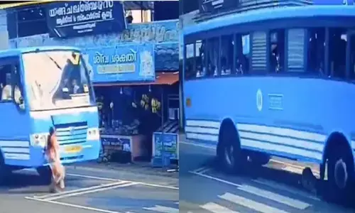 ബസിന് മുന്നിലേക്ക് ഓടിയെത്തിയത് ഡ്രൈവര്‍ കണ്ടില്ല; ബസിനടിയില്‍പ്പെട്ട സത്രീ അത്ഭുതകരമായി രക്ഷപ്പെട്ടു