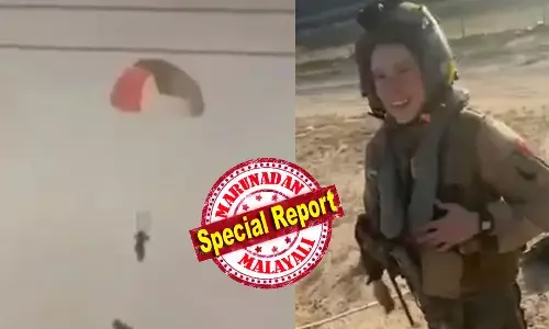 തകര്‍ന്നു വീഴുന്ന വിമാനത്തില്‍ നിന്നും പാരച്യൂട്ടില്‍ മണല്‍പ്പരപ്പിലേക്ക് ഇറങ്ങിയ പൈലറ്റിന് സഹായവുമായി നാട്ടുകാര്‍ ഓടിയെത്തി;  നിങ്ങള്‍ സുരക്ഷിതയാണ്, ഞങ്ങളെ സഹായിക്കുന്നതിന് നന്ദി! കുവൈറ്റില്‍ പാരച്യൂട്ടിലിറങ്ങിയ വനിതാ പൈലറ്റിന് നാട്ടുകാരുടെ ഹൃദ്യമായ സ്വീകരണം; യുദ്ധവിമാനങ്ങള്‍ തകര്‍ന്നത് അബദ്ധത്തിലെന്ന് സൂചന