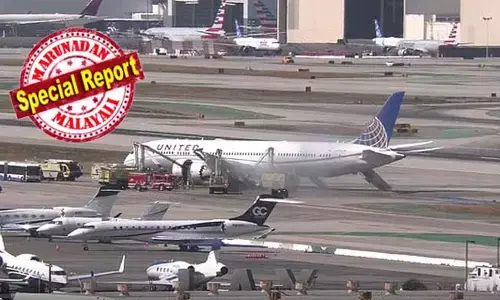 പറന്നുയര്‍ന്നത് ന്യൂജേഴ്സിയിലേക്ക്, മിനിറ്റുകള്‍ക്കുള്ളില്‍ എന്‍ജിനില്‍ നിന്ന് പുക; ലോസ് ഏഞ്ചല്‍സിനെ നടുക്കി ബോയിംഗ് വിമാനത്തിന്റെ എമര്‍ജന്‍സി ലാന്‍ഡിംഗ്; സ്ലൈഡുകളിലൂടെ യാത്രക്കാര്‍ ജീവനും കൊണ്ട് പുറത്തേക്ക്