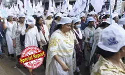 40,000 രൂപ ശമ്പളം പോലുമില്ല; പന്ത്രണ്ട് മണിക്കൂറിലധികം വിശ്രമമില്ലാതെ ജോലി ചെയ്യിപ്പിക്കുന്നത് ആധുനിക കാലത്തെ അടിമപ്പണി; തൊഴില്‍ നിയമങ്ങളുടെ ഗുരുതര ലംഘനമെന്ന് കെ സി വേണുഗോപാല്‍;  നിലനില്‍പ്പിനായുള്ള നഴ്‌സുമാരുടെ പോരാട്ടത്തിനൊപ്പം മാനവീയം വീഥിയില്‍ അണിചേര്‍ന്ന് പൗരപ്രമുഖര്‍; മിനിമം വേതനത്തില്‍ തിങ്കളാഴ്ചയ്ക്കുള്ളില്‍ ഉത്തരവിറങ്ങിയില്ലെങ്കില്‍ അനിശ്ചിതകാലസമരം