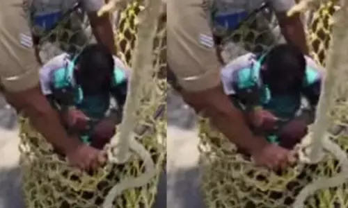 റോഡിലേക്ക് ചാഞ്ഞുനിന്ന മാവിന്‍റെ കൊമ്പ് മുറിക്കാൻ കയറി; പെട്ടെന്ന് ദേഹാസ്വാസ്ഥ്യം; പിന്നാലെ യുവാവ് ഒരു മണിക്കൂർ കുടുങ്ങി കിടന്നു