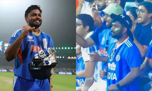 ക്രീസിൽ ഇംഗ്ലണ്ടിനെ തലങ്ങും വിലങ്ങും തല്ലി സഞ്ജു; ഗാലറിയിൽ തുള്ളിച്ചാടി അപരൻ; താടിയും ലുക്കും കണ്ടാൽ ആരും ഒന്ന് ഞെട്ടും; വൈറലായി വീഡിയോ