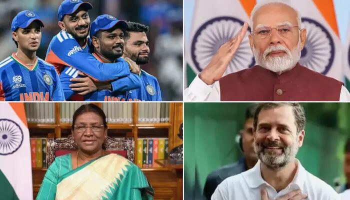 ഓരോ ഇന്ത്യക്കാരന്റെയും ഹൃദയത്തില് അഭിമാനവും സന്തോഷവും നിറച്ചു; സഞ്ജുവിനും ബുമ്രയ്ക്കും പ്രത്യേകം പ്രശംസ; ലോകകിരീട നേട്ടത്തില് ഇന്ത്യന് ടീമിനെ പ്രശംസിച്ച് രാഷ്ട്രപതിയും പ്രധാനമന്ത്രിയും ഓരോ ഇന്ത്യക്കാരന്റെയും ഹൃദയത്തില് അഭിമാനവും സന്തോഷവും നിറച്ചു; സഞ്ജുവിനും ബുമ്രയ്ക്കും പ്രത്യേകം പ്രശംസ; ലോകകിരീട നേട്ടത്തില് ഇന്ത്യന് ടീമിനെ പ്രശംസിച്ച് രാഷ്ട്രപതിയും പ്രധാനമന്ത്രിയും