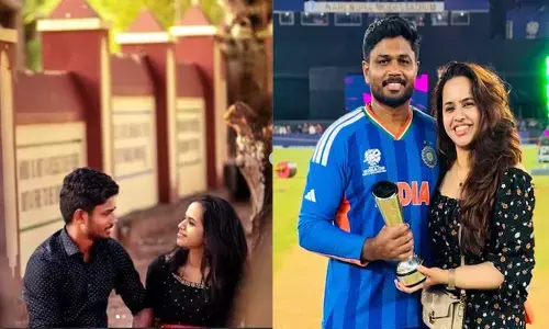 എന്റെ നല്ല വശങ്ങളും മോശം വശങ്ങളും നീ കണ്ടു, അതെല്ലാം കണ്ടിട്ടും നീ എനിക്ക് കരുത്തായി കൂടെ നിന്നു; എന്റെ പ്രിയപ്പെട്ട പൊണ്ടാട്ടിക്ക് ഒത്തിരി നന്ദി! നിന്നെ കണ്ടുമുട്ടിയ അന്ന് മുതല്‍, എന്റെ ജീവിതത്തിന്റെ ഈ നിമിഷം വരെ: ഭാര്യ ചാരുലതയ്ക്ക് ഹൃദയം തൊടുന്ന കുറിപ്പുമായി സഞ്ജു സാംസണ്‍