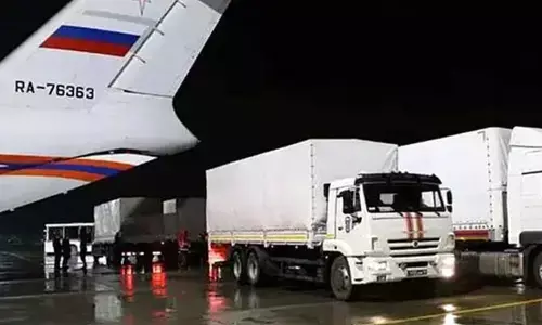 ഇറാന് മാനുഷിക സഹായം എത്തിച്ച് റഷ്യ: അസര്‍ബൈജാന്‍ വഴി എത്തിച്ചത് 13 ടണ്‍ മരുന്നുകള്‍