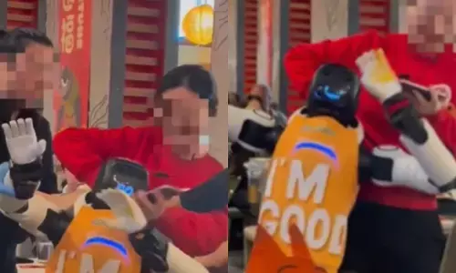 അയ്യോ..ഓടിക്കോ ഇവന് ഭ്രാന്ത് ആയാട..! മനുഷ്യന് സഹിക്കാൻ കഴിയാത്ത വിധം അവസ്ഥയിൽ റോബോട്ട്; പ്ലേറ്റുകൾ അടിച്ചുപൊട്ടിച്ചു; പിന്നെ കുറച്ച് കഴിഞ്ഞതും ഡാൻസ്; തലയിൽ കൈവച്ച് ജീവനക്കാർ