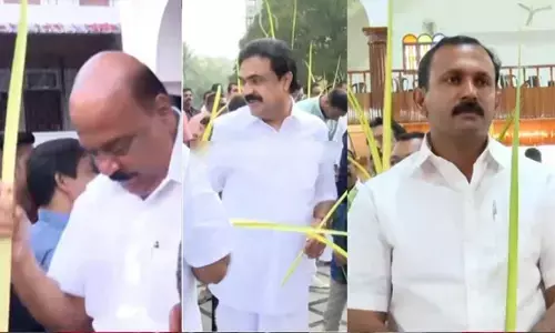 ഓശാന ഞായര്‍ കുര്‍ബാനകളിലും കുരുത്തോല പ്രദക്ഷിണത്തിലും പങ്കെടുത്ത് കോട്ടയത്തെ സ്ഥാനാര്‍ഥികള്‍;  ബിഷപ്പുമാരെ കണ്ട് അനുഗ്രഹം തേടി മാണി സി. കാപ്പനും ജോസ് കെ. മാണിയും ഷോണ്‍ ജോര്‍ജും
