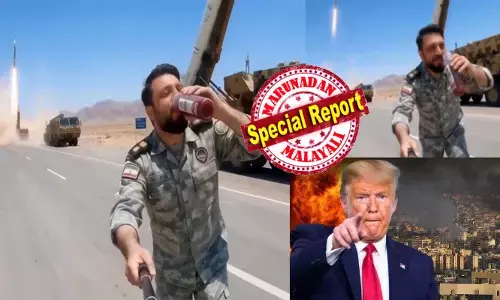 പിന്നിൽ ശത്രുവിന്റെ ലക്ഷ്യസ്ഥാനം സ്പോട്ട് ചെയ്ത് കുതിക്കുന്ന മിസൈൽ; അതൊന്നും മൈൻഡ് ചെയ്യാതെ ചിരിച്ചുകൊണ്ട് സ്കേറ്റ്ബോർഡിൽ മാതളം ജ്യൂസ് കുടിച്ച് ഒരാളുടെ പോക്ക്; ട്രംപിന്റെ വലിയൊരു ആരോപണത്തിന് കൃത്യമായ മറുപടിയുമായി ഇറാൻ; സോഷ്യൽ മീഡിയയുടെ കിളി പറത്തിയ ആ കൂൾ റെസ്പോൺസ് ഇങ്ങനെ